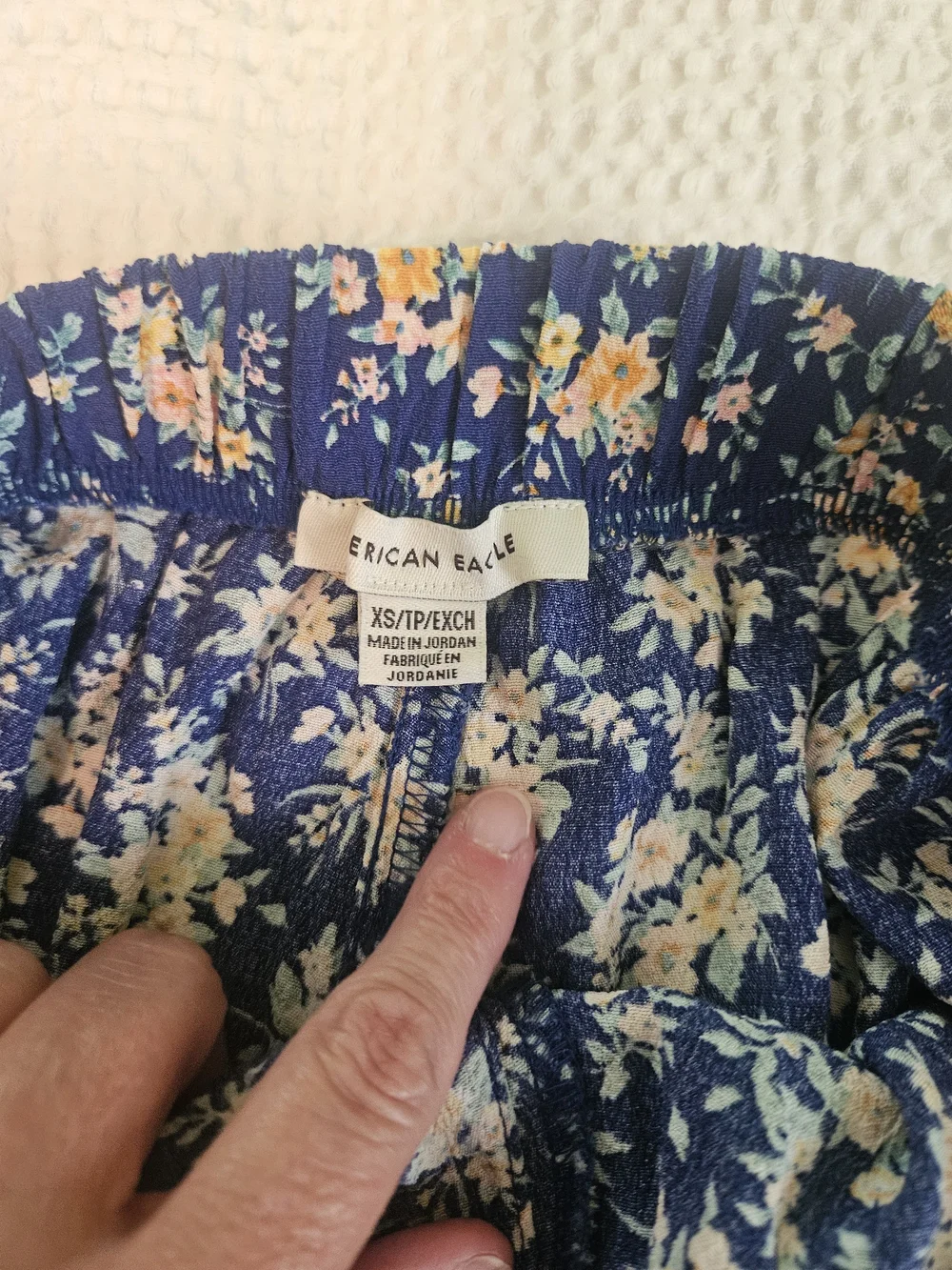 American Eagle Outfitters Royal BLlue Floral High-Waist Ruffle Shorts